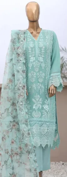 Pakistani Original Nau Bahar Luxury Chiffon Stitched 3Pcs _ Mint 