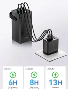 Rocoren 50,000mAh 22.5W Power Bank With Fast Charging 6 Ports With Flashlight