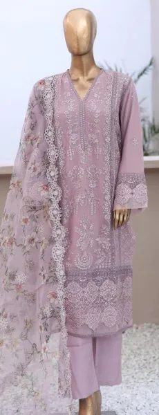 Pakistani Original Nau Bahar Luxury Chiffon Stitched 3Pcs _ Lavender 