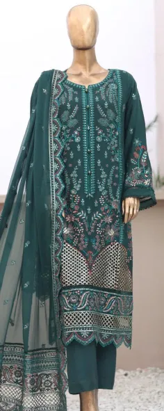 Pakistani Original Nau Bahar Luxury Chiffon Stitched 3Pcs _ Sea Green 