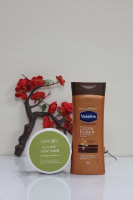 Vaseline Intensive Care Cocoa Radiant Body Lotion 400ml + Oporajita Elegant Body Scrub (Combo)