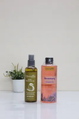 Oporajita Hair Booster Oil 200ml + Oporajita Rosemary Anti Hair Fall Shampoo 375ml (Combo)    