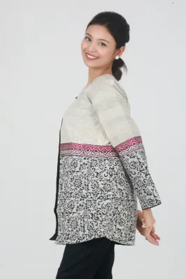 Ash with Khadi printed Short Koti