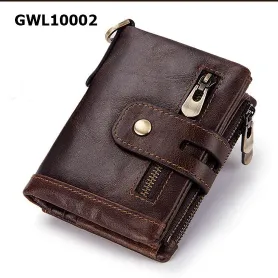 Rfid Short Card Cowhide Leather Wallet
