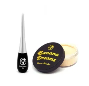 W7 Liquid Eyeliner Pot 8ml - Black & Banana Dreams Loose Powder Combo