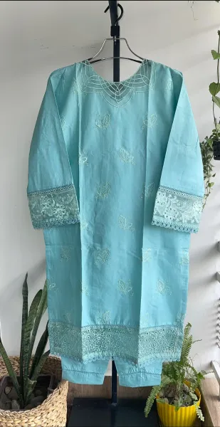 Pakistani Original Hayat's Stitched Cotton 2pcs_ Aqua  Mint 