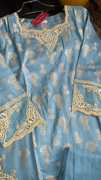 Pakistani Original Sahiba's Stitched Cotton 2Pcs_ Firozi 