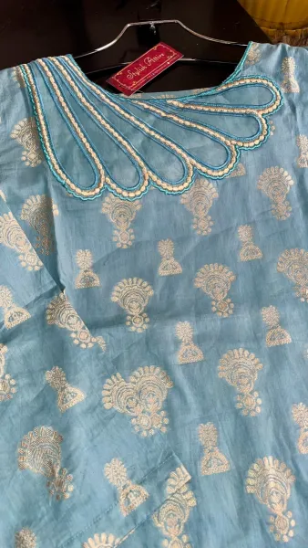 Pakistani Original Sahiba's Stitched Cotton 2Pcs_ Firozi