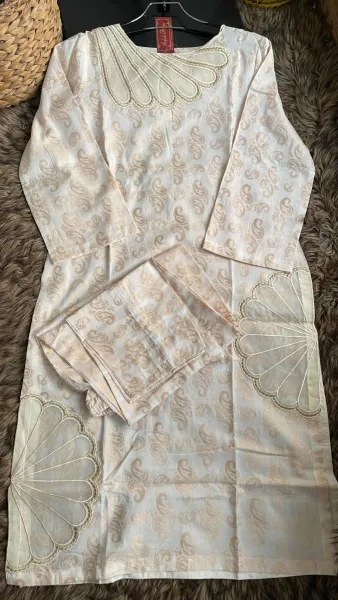 Pakistani Original Sahiba's Stitched Cotton 2Pcs_ Off White 