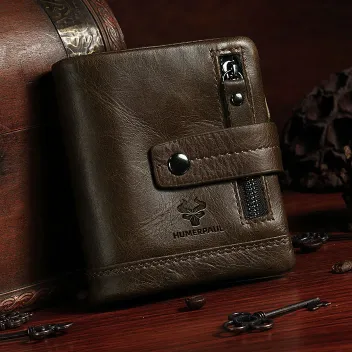 Multifunctional Zipper Genuine Leather Wallet