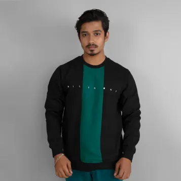 Sweatshirt - Jet Black & Teal Green