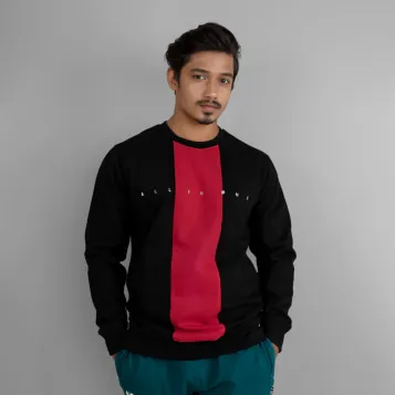 Sweatshirt - Jet Black & Magenta
