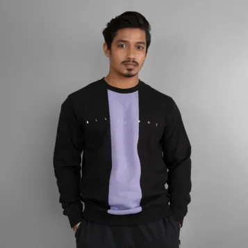Sweatshirt -Jet Black & Purple Rose