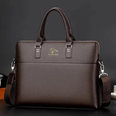 Leather Business Large Capacity Briefcase