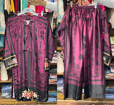 Pakistani Original Stitched Silk Co-ords 2 Pcs _ Maroon 