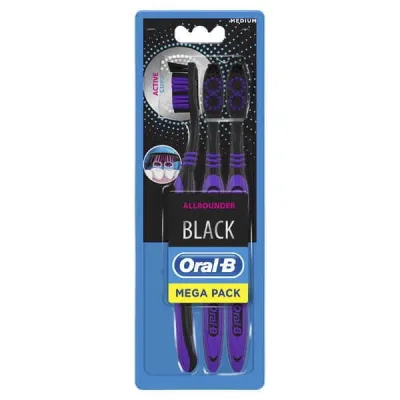 Oral-B All Rounder Black 40 Med Manual Toothbrush Triple Pack