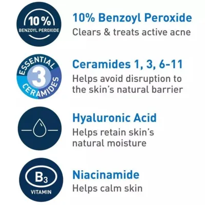 Cerave Acne Foaming Cream Wash BPO 10% (150ml)