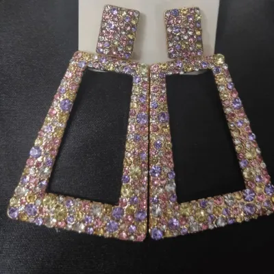 Lovisa Gold Multi Pastel Diamente Trapeze Earring