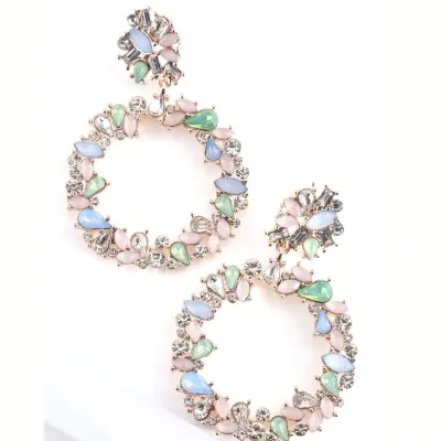 Lovisa Rose Gold Pastel Stone Circle Drop Earring