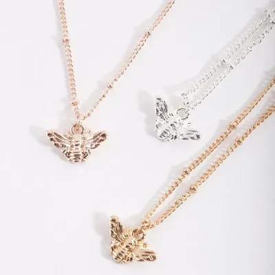 Lovisa Mixed Metal Bumble Bee Necklace Pack