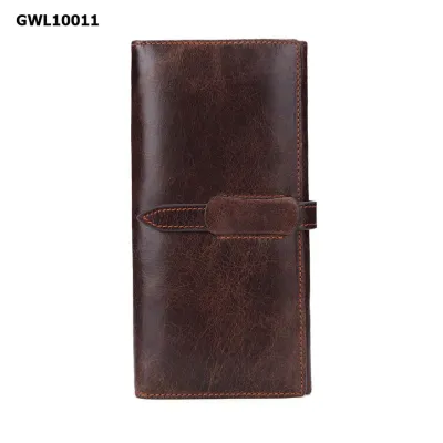 Long Oil Wax Leather Mens Wallet