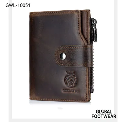 Genuine leather Men's leather retro short wallet