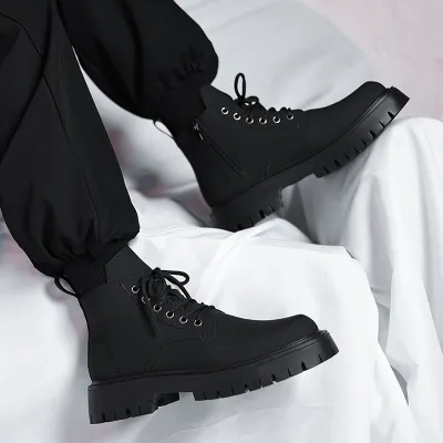 WORKWEAR MEN'S LEATHER HIGH MOTORCYCLE TRENDY BOOTS 