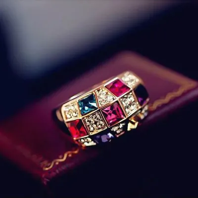 Austrian Multicolor Crystal Classic Ring
