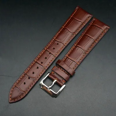 CROCODILE PATTERN GENUINE LEATHER WATCH STRAP GB-0108BrS