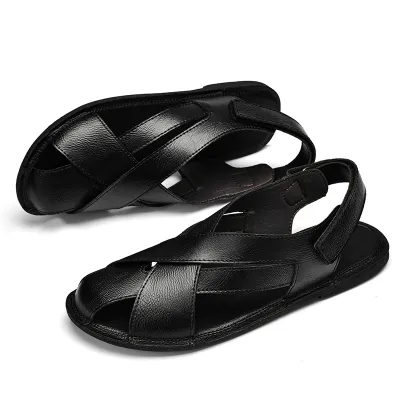 GENUINE LEATHER NON-SLIP VELCRO OUTDOOR SANDAL GB-4235