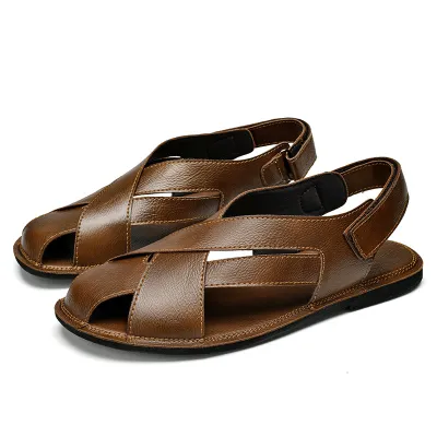 GENUINE LEATHER NON-SLIP VELCRO OUTDOOR SANDAL GB-4235