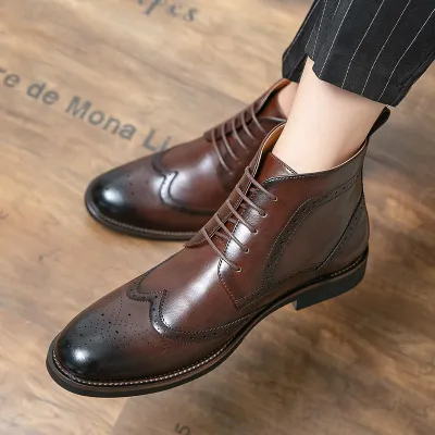  High-Top Leather Formal Shoes