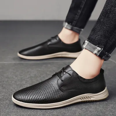 Rubber Sole Men's Casual Leather Shoes