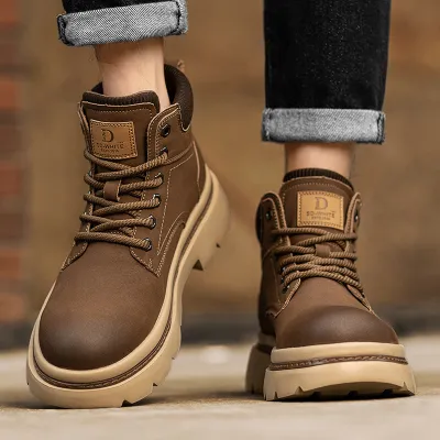 Outdoor Sports Work Wear High Top Lace-Up Trendy Boots Men's