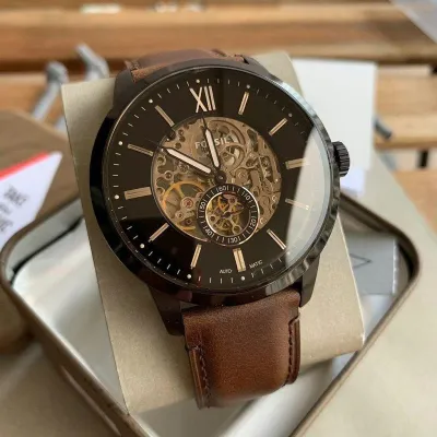 Fossil- Townsman 48 mm Automatic Brown Leather Watch