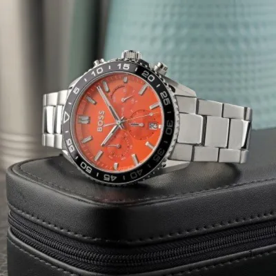 Hugo Boss Runner Chronograph Orange Dial Men's Watch 