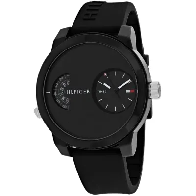 Tommy Hilfiger Men’s Quartz Silicone Strap Black Dial Watch 