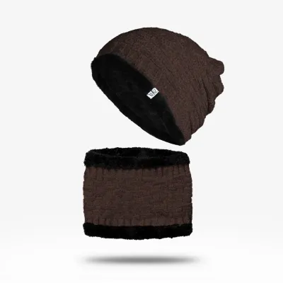 Beanie Hat & Scarf Set - Coffe