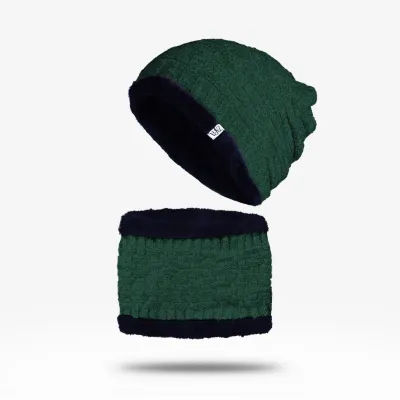 Beanie Hat & Scarf Set - Green