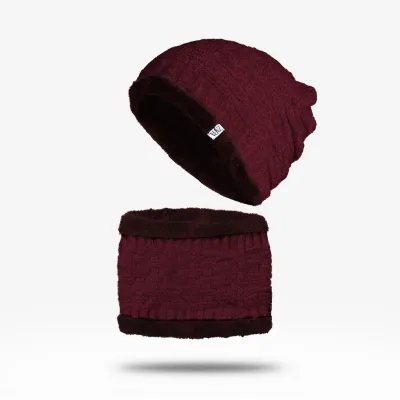 Beanie Hat & Scarf Set - Maroon