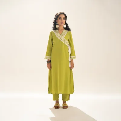 SA-RANG | Stitched 1 Pc Kurta | Lime Green