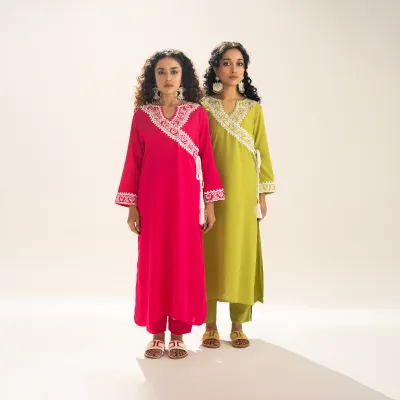 SA-RANG | Stitched 1 Pc Kurta | Lime Green