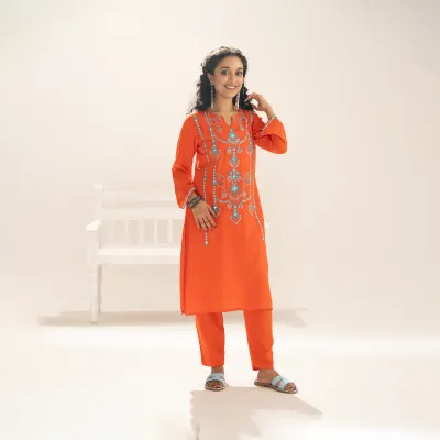 SA-RANG | Stitched 2 Pc | Orange