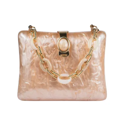 Charlot Acrylic Clutch-Champagne