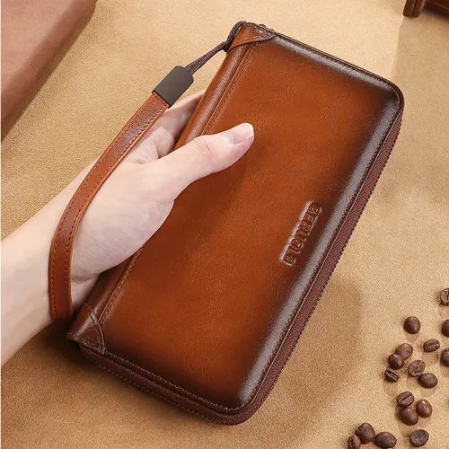 Genuine Leather Hand-held Mobile Phone Bag 